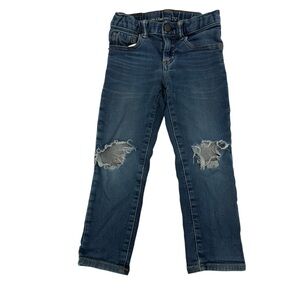 baby GAP Ripped Straight Leg Adjustable Waist Denim Jeans Size 4 Kids